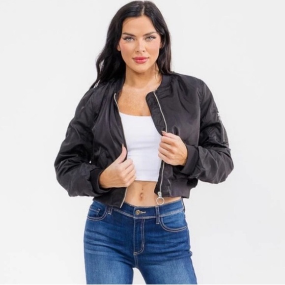 Love Tree Jackets & Blazers - Black Bomber Waist Length Jacket